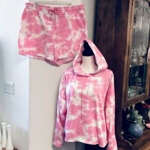 CI SONO Wubby Shorts Hoodie Matching Set in Pink Tie Dye 2X